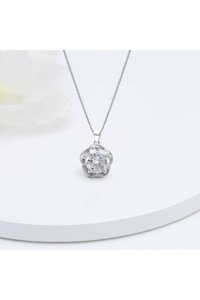 Zircon-Mini-Flower-Sterling-Silver-Womens-Western-Pendant