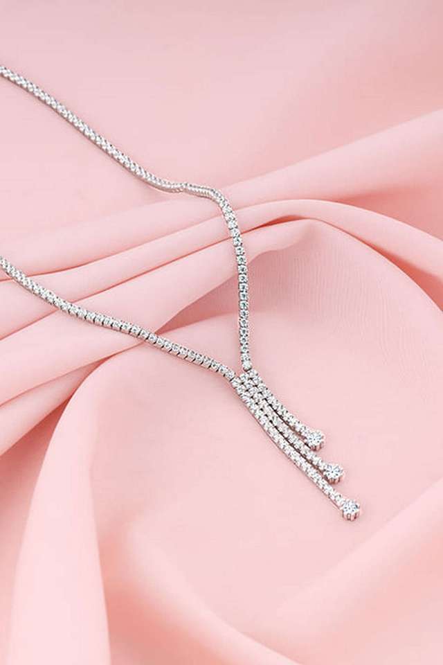 Silver-Zirconia-Lariat-Necklace