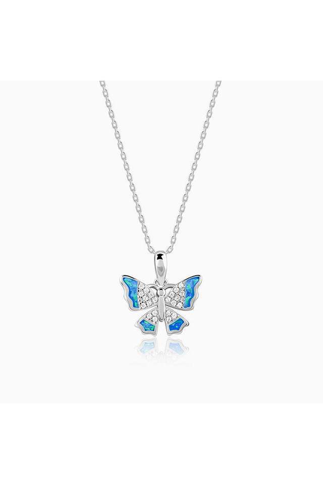 Silver-Azure-Butterfly-Pendant-With-Link-Chain
