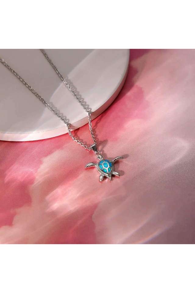 Silver-Cute-Turtle-Pendant-With-Link-Chain