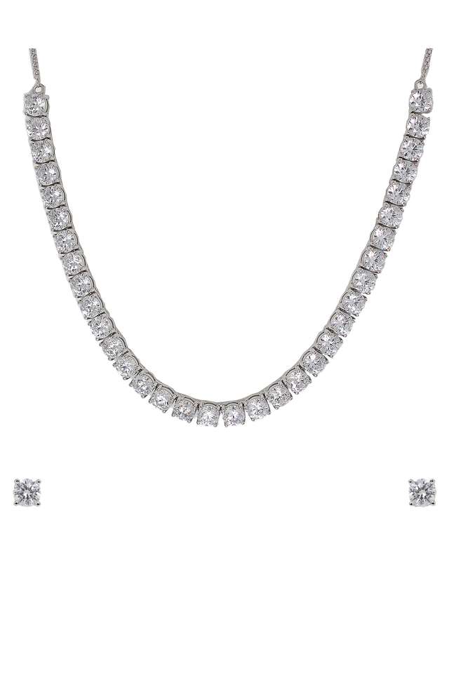 Sterling-Silver-Cubic-Zirconia-Womens-Western-Pendant-Set