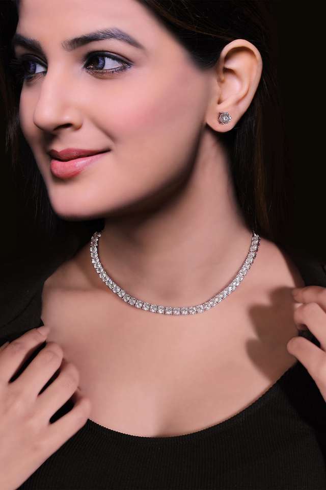 Sterling-Silver-Cubic-Zirconia-Womens-Western-Pendant-Set