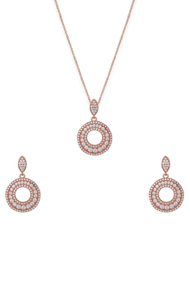 Sterling-Silver-Cubic-Zirconia-Womens-Western-Pendant-Set