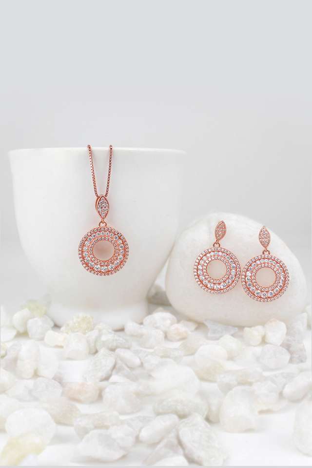 Sterling-Silver-Cubic-Zirconia-Womens-Western-Pendant-Set