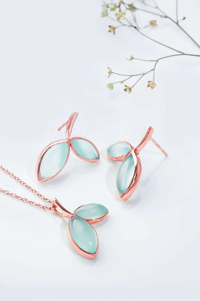 Rose-Gold-Aqua-Dual-Chalcedony-Leaf-Set