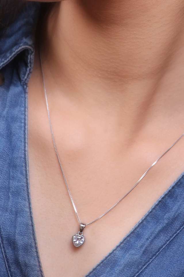 Sterling-Silver-Cubic-Zirconia-Womens-Western-Pendant