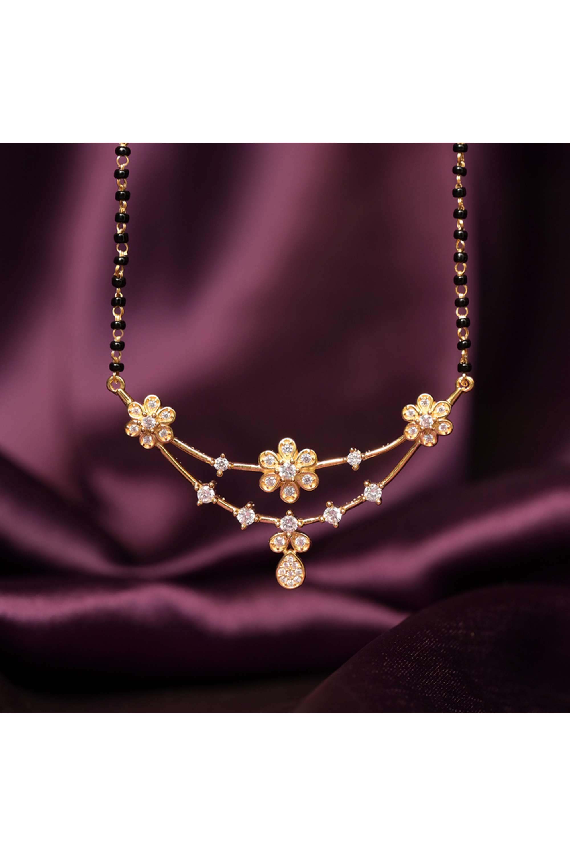 925-Sterling-Silver-Floral-Elegance-Mangalsutra-|-18K-Gold-Vermeil-for-Womens