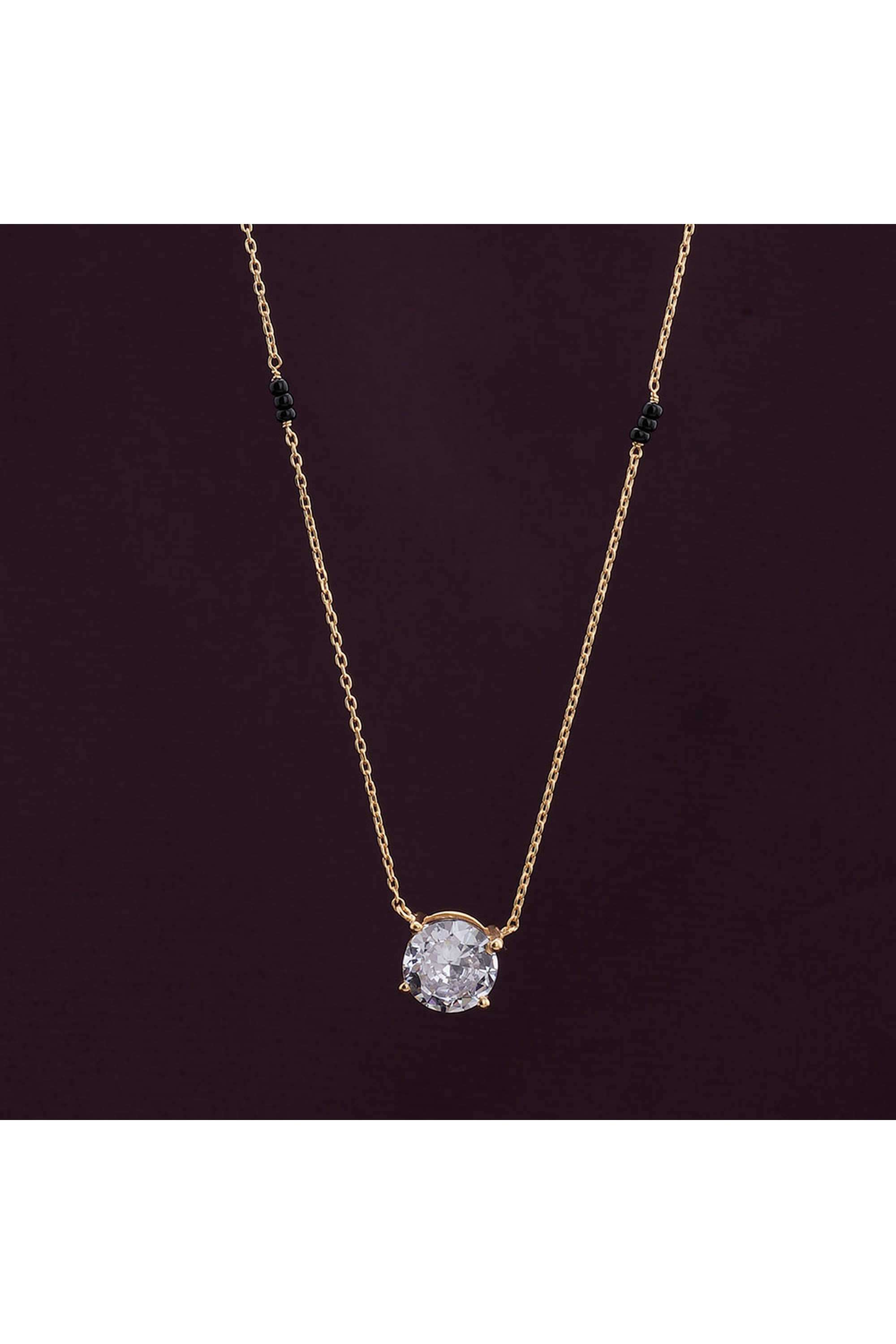 925-Sterling-Silver-Royal-Solitaire-Diamond-Mangalsutra---BIS-Hallmarked---18k-Gold-Vermeil-for-Womens