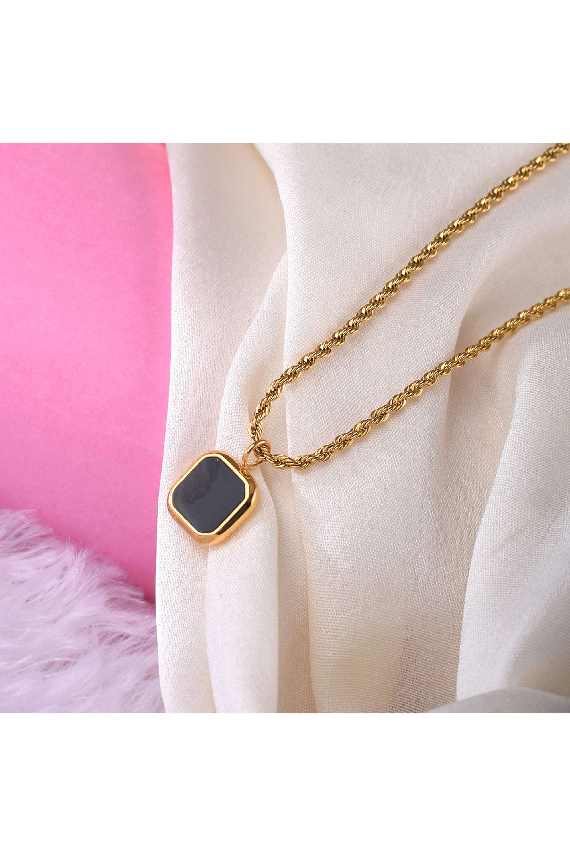 18k-Gold-Plated-Black-Enamel-Necklace-for-Womens-Waterproof-&-Anti-Tarnish