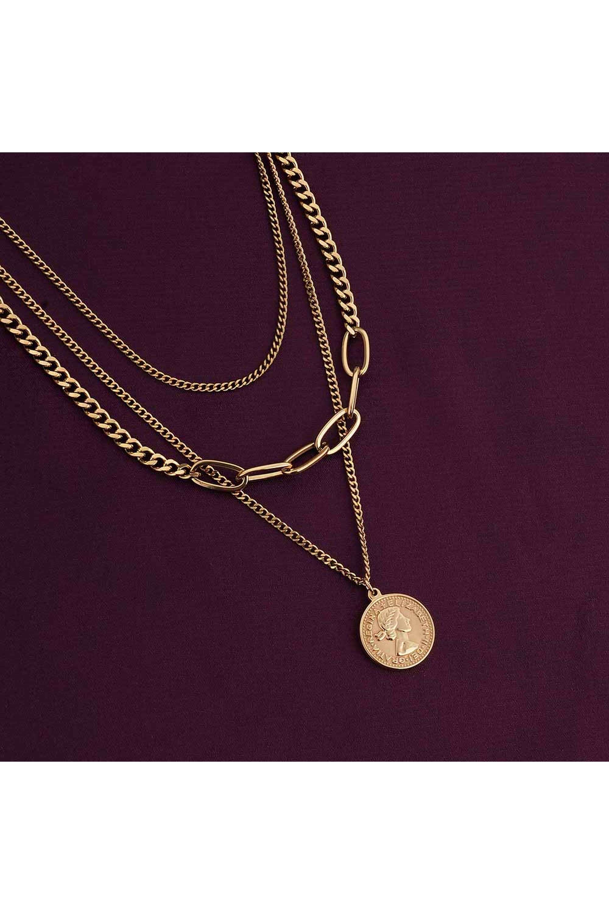18k-Gold-Plated-Penny-Elizabeth-Three-Layer-Necklace-for-Womens-Waterproof-&-Anti-Tarnish