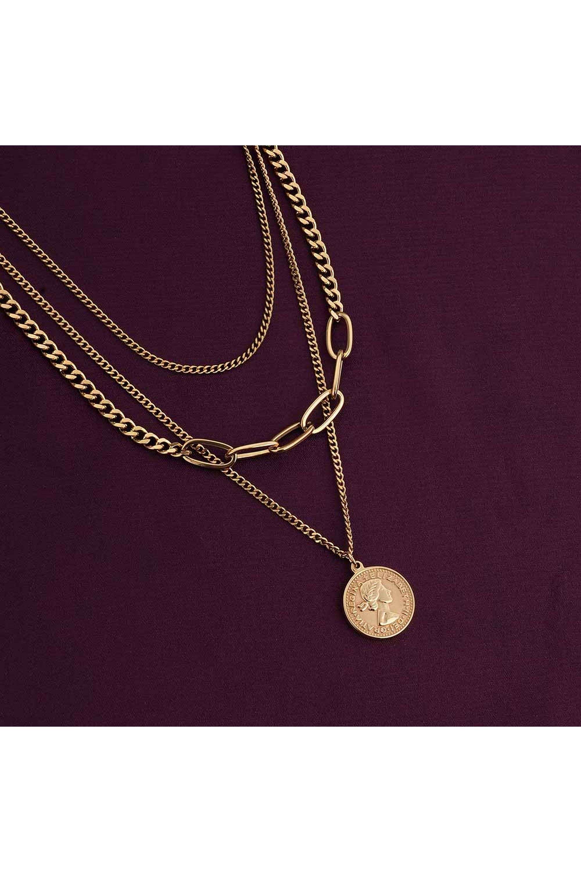 18k-Gold-Plated-Penny-Elizabeth-Three-Layer-Necklace-for-Womens-Waterproof-&-Anti-Tarnish