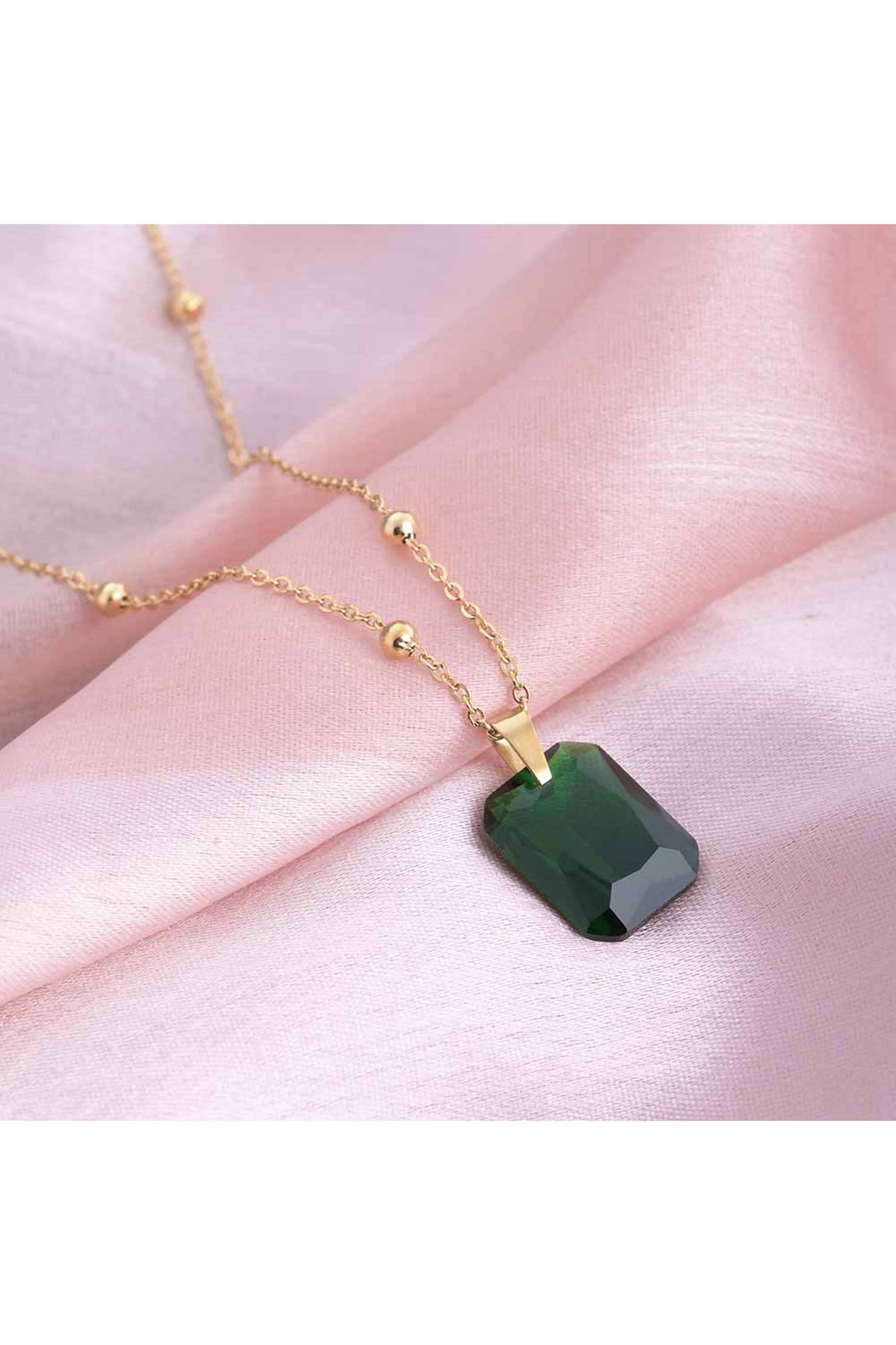 18k-Gold-Plated-Dazzling-Emerald-Necklace-for-Womens-Waterproof-&-Anti-Tarnish
