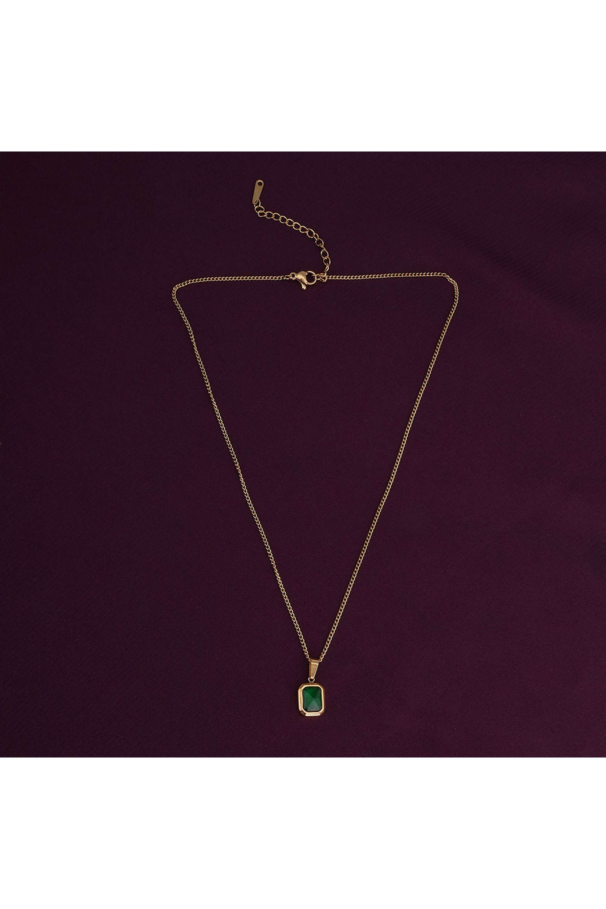 Classic-Emerald-Necklace-For-Womens---Waterproof-&-Anti-Tarnish