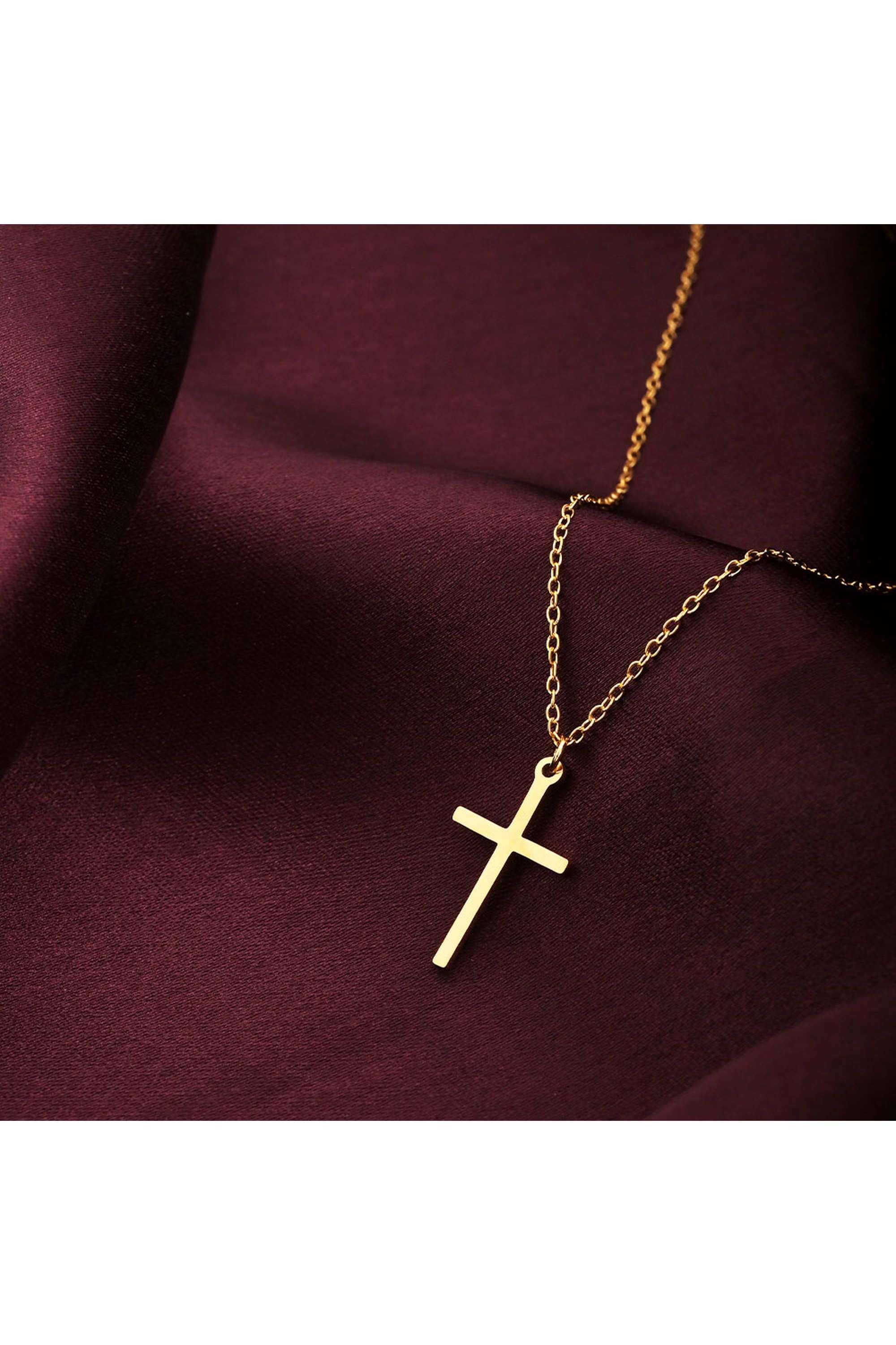 18k-Gold-Plated-Golden-Cross-Necklace-for-Womens-Waterproof-&-Anti-Tarnish