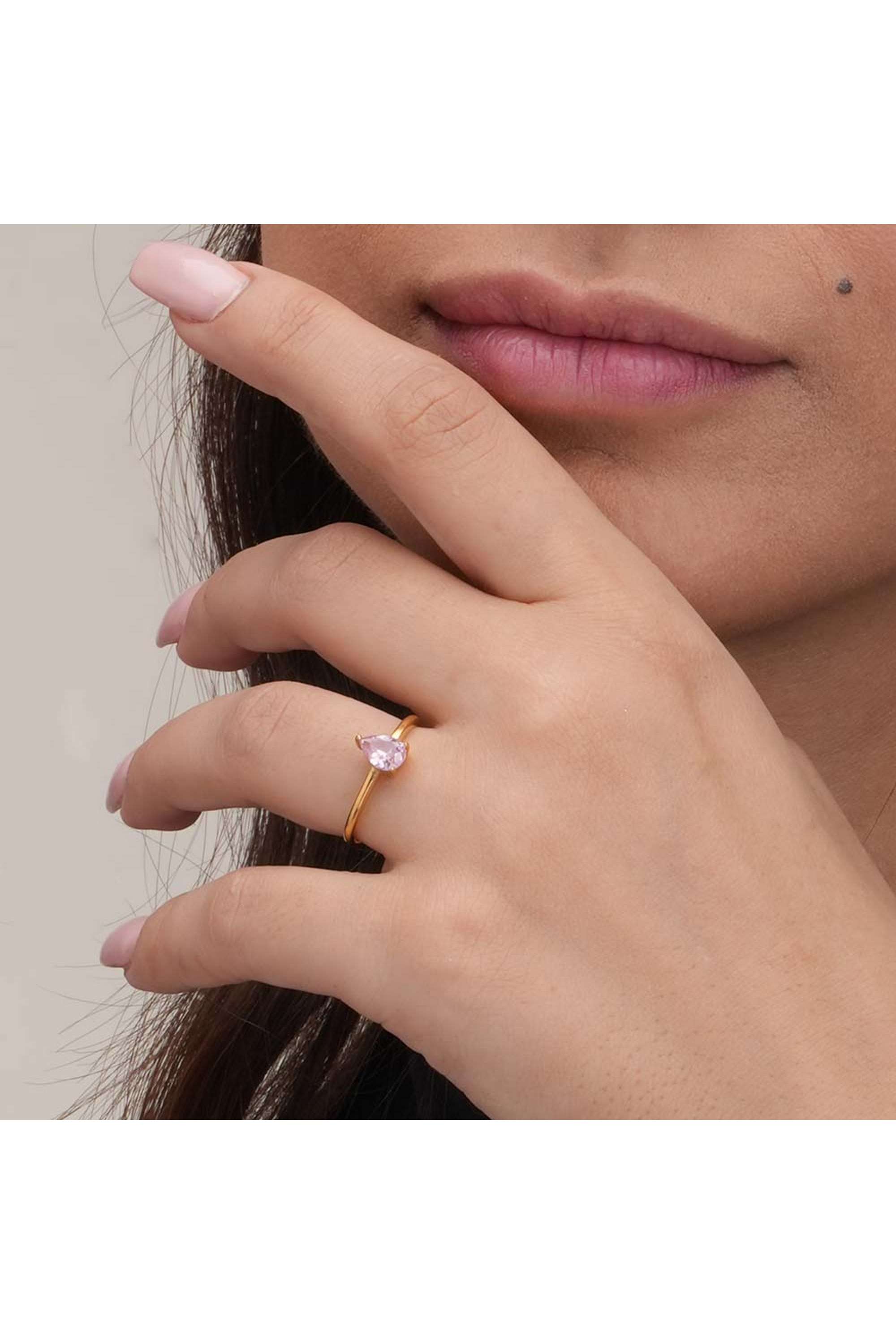Buy PALMONAS Gold Droplet Blush Ring for Womens (Size - One Size