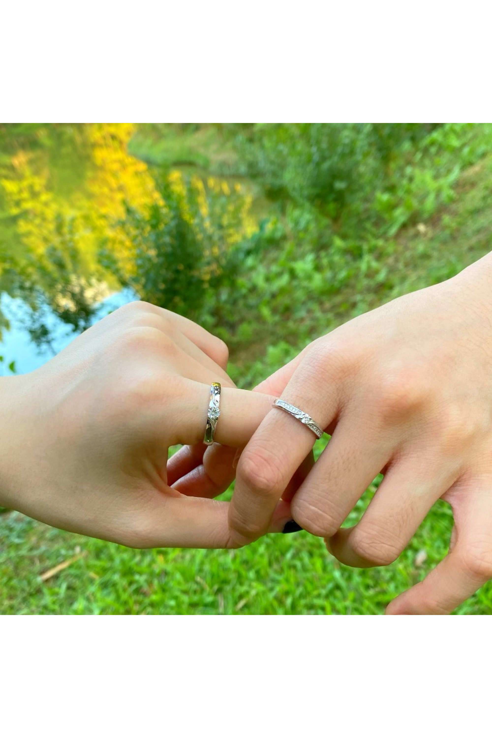 925-Silver-Solitaire-Band-Couple-Rings-for-Couple-(Size---Adjustable)---Waterproof-&-Anti-Tarnish