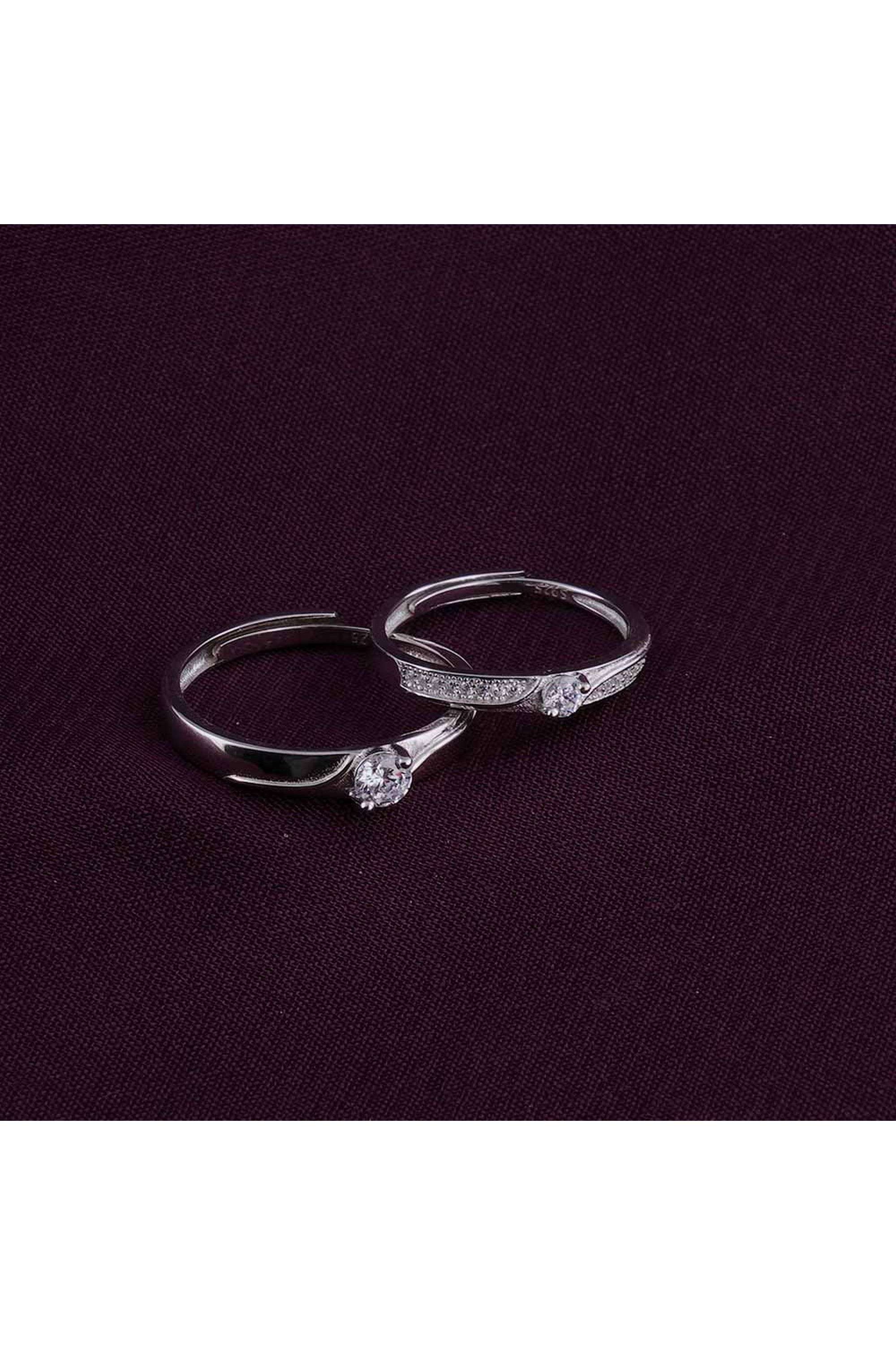 925-Silver-Solitaire-Band-Couple-Rings-for-Couple-(Size---Adjustable)---Waterproof-&-Anti-Tarnish