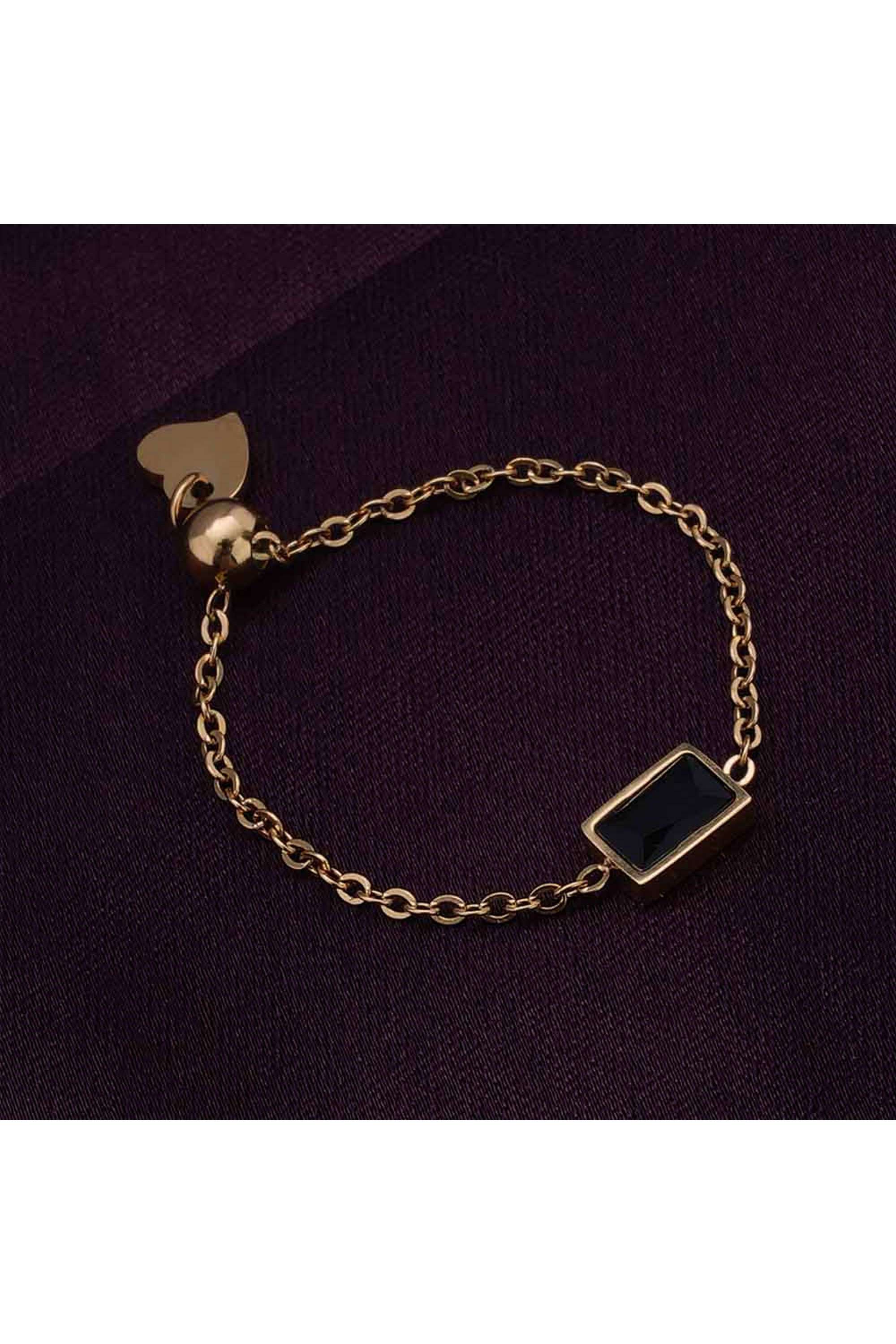 Dainty-Black-Stone-Adjustable-Chain-Ring-for-Womens-(Size---Adjustable)---Waterproof-&-Anti-Tarnish