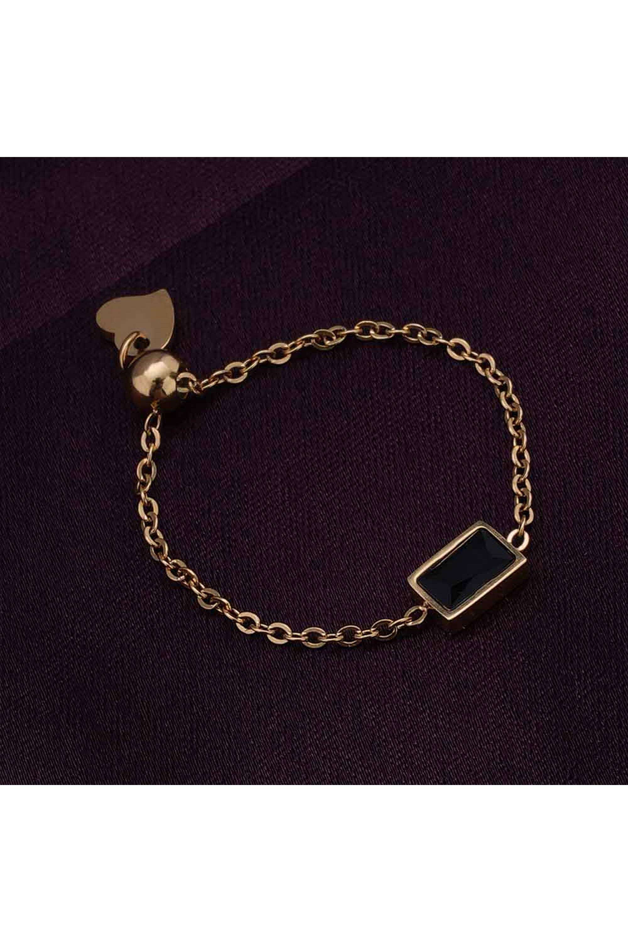 Dainty-Black-Stone-Adjustable-Chain-Ring-for-Womens-(Size---Adjustable)---Waterproof-&-Anti-Tarnish