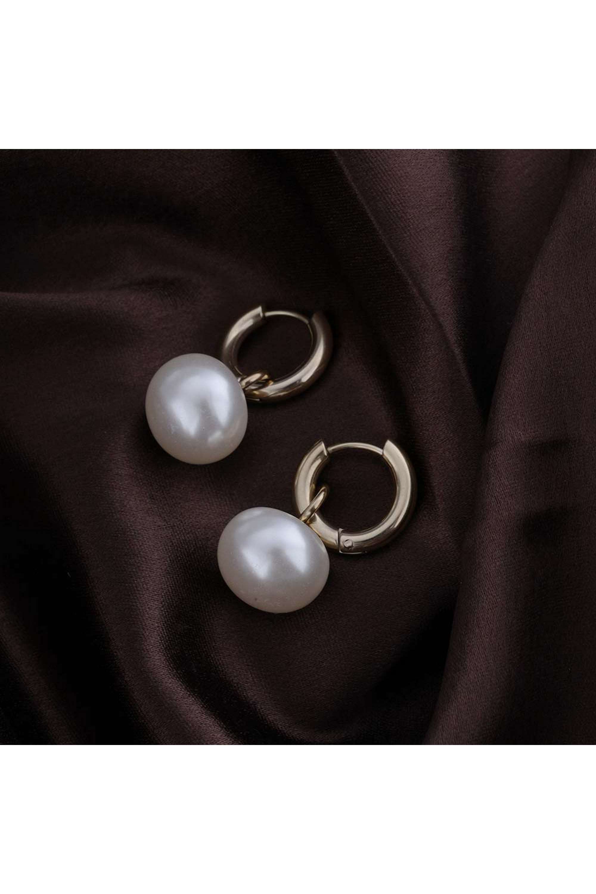 Drop-Pearl-Hoop-Earrings-For-Womens---Waterproof-&-Anti-Tarnish