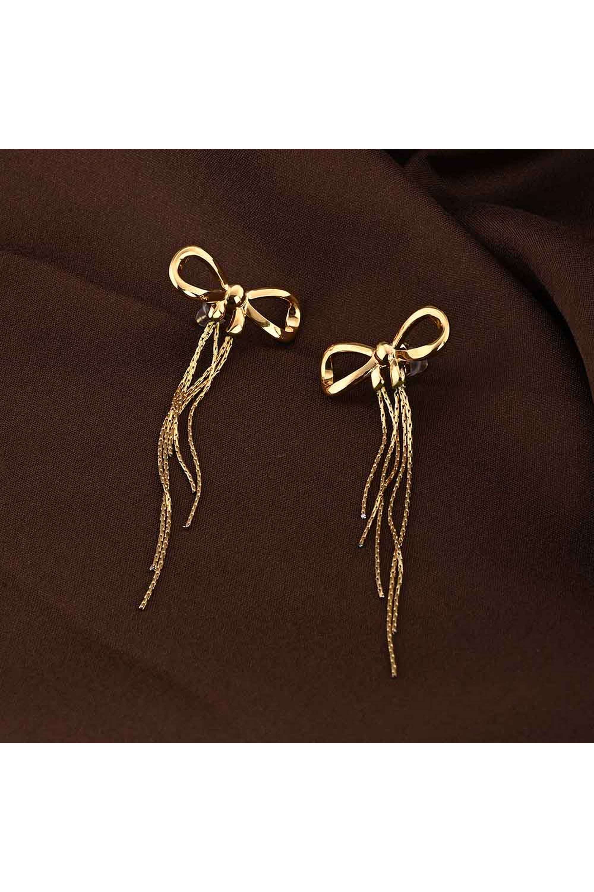Gold-Bow-and-Tassel-Drop-Earrings-for-Womens---Waterproof-&-Anti-Tarnish