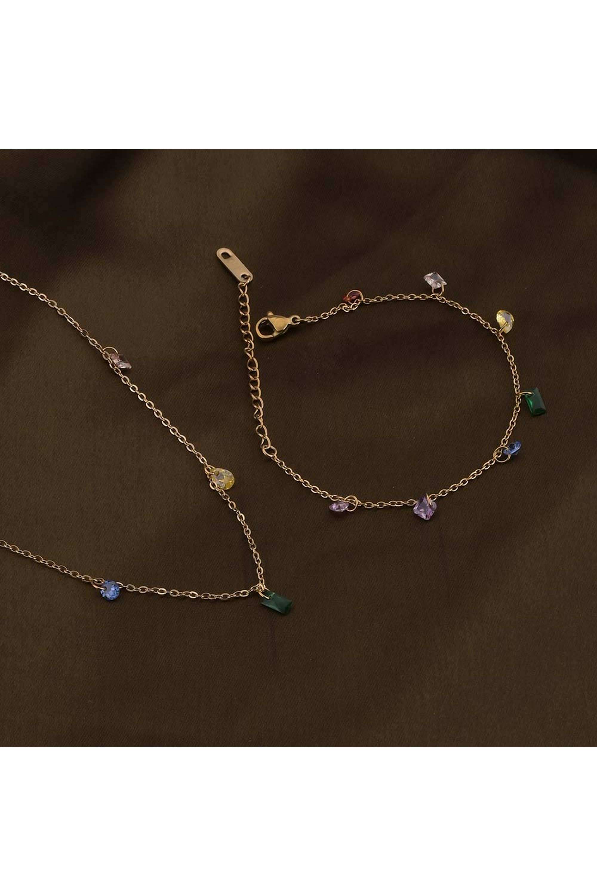 Vibrant-Cascade-Necklace-&-Bracelet-Jewellery-Set-for-Womens