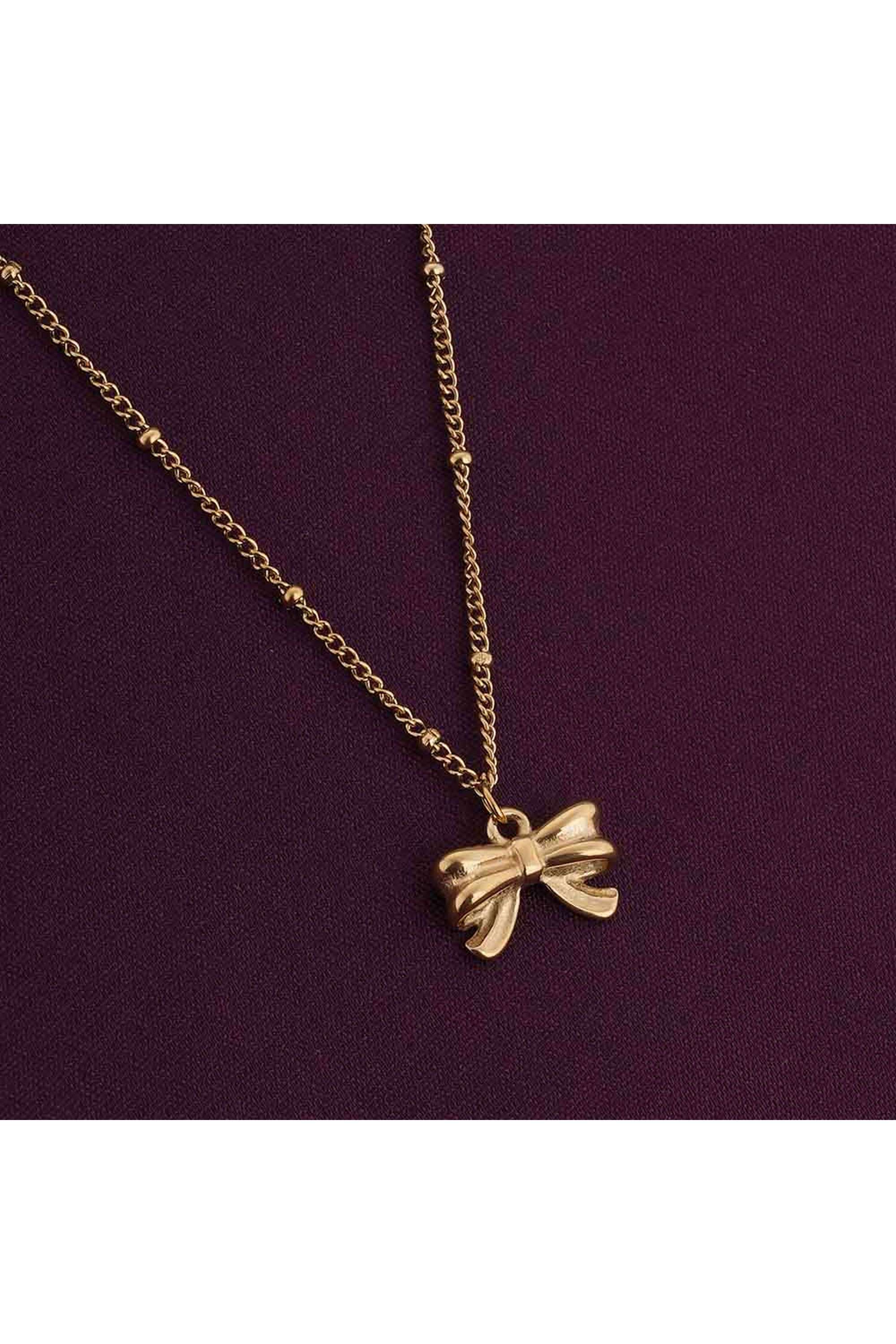 18k-Gold-Plated-Ribbon-Pendant-Necklace-for-Womens-Waterproof-&-Anti-Tarnish