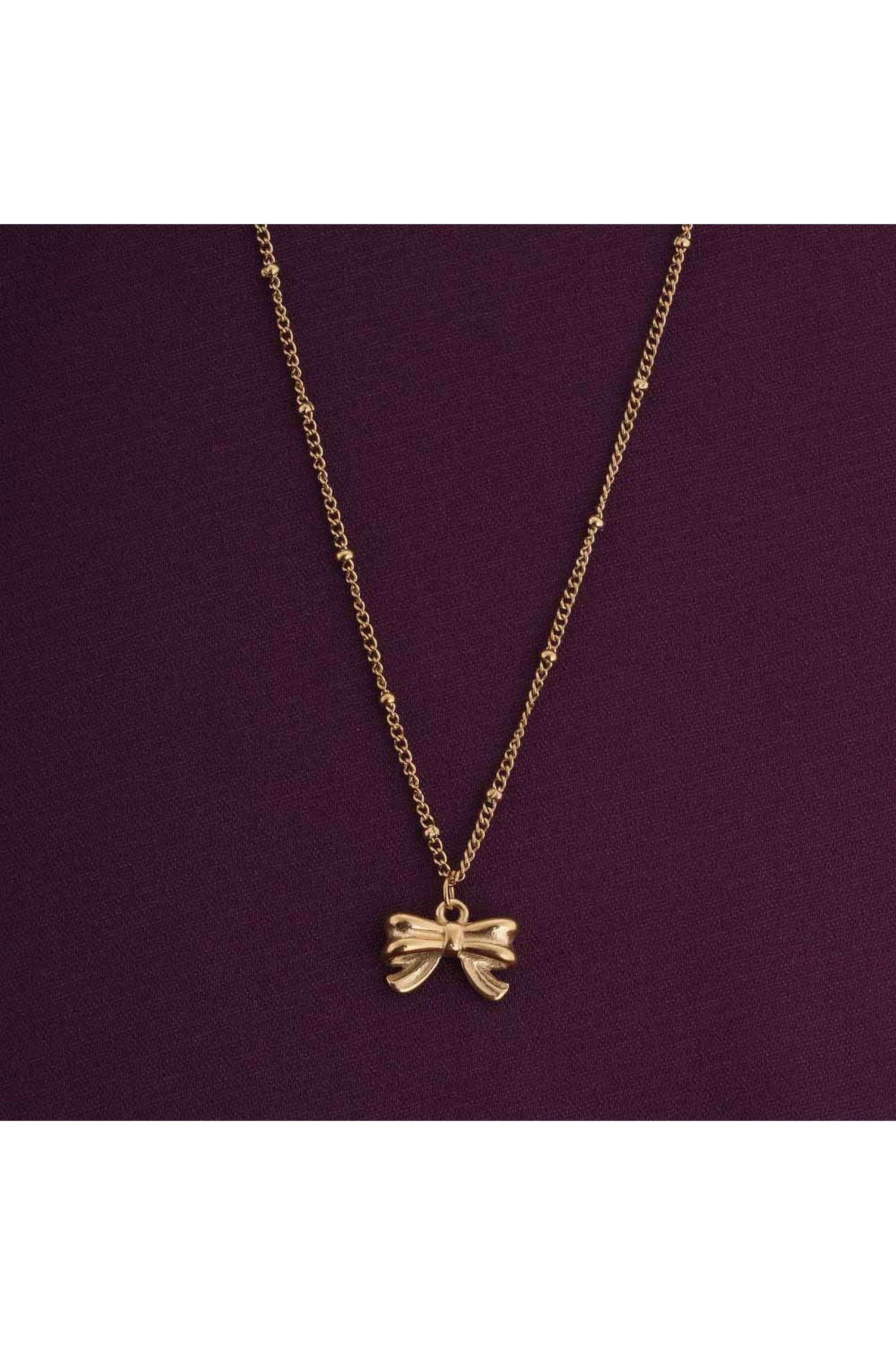 18k-Gold-Plated-Ribbon-Pendant-Necklace-for-Womens-Waterproof-&-Anti-Tarnish