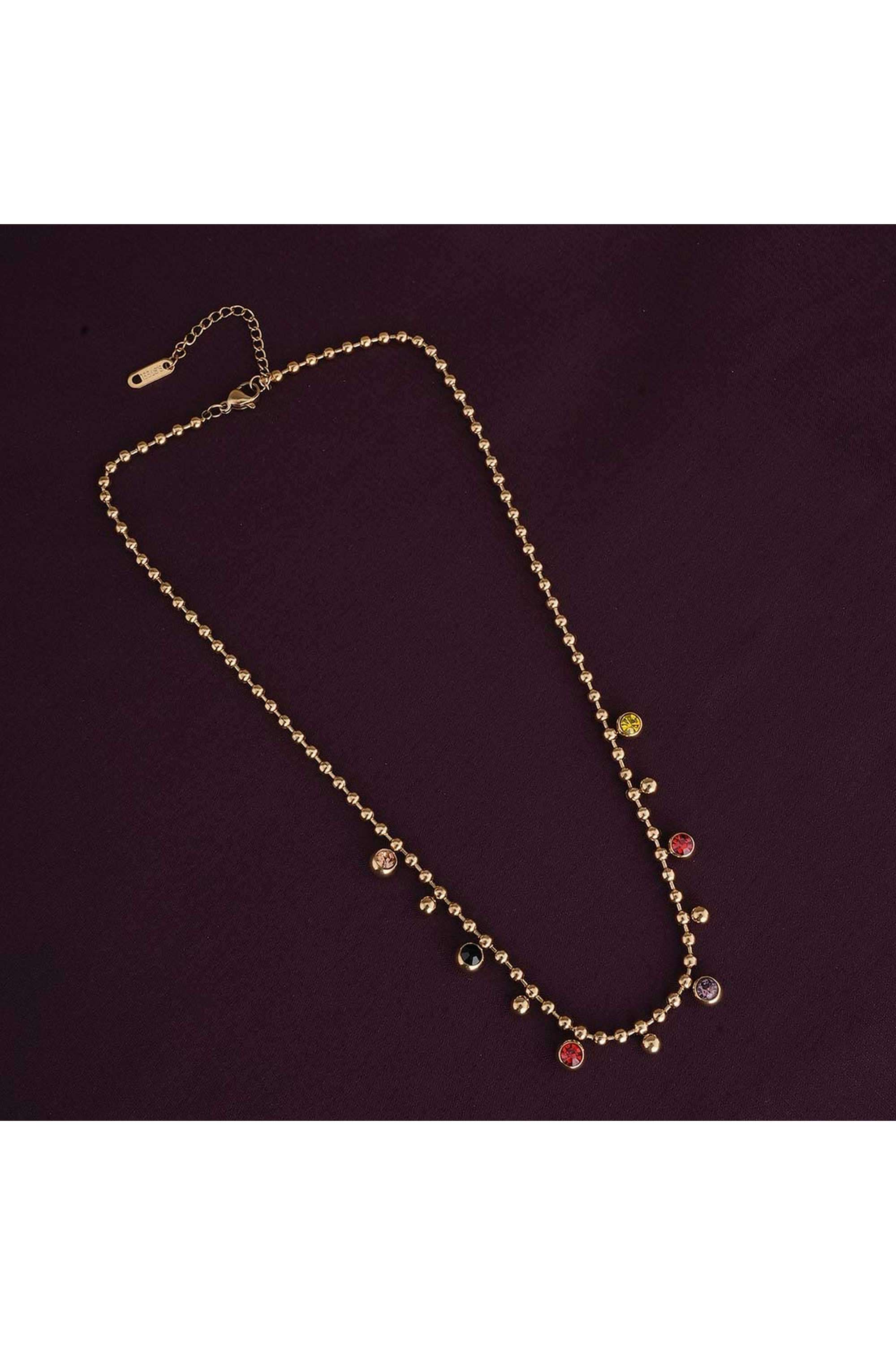 18K-Gold-Plated-Jewel-Cascade-Beaded-Necklace-For-Womens-Waterproof-&-Anti-Tarnish