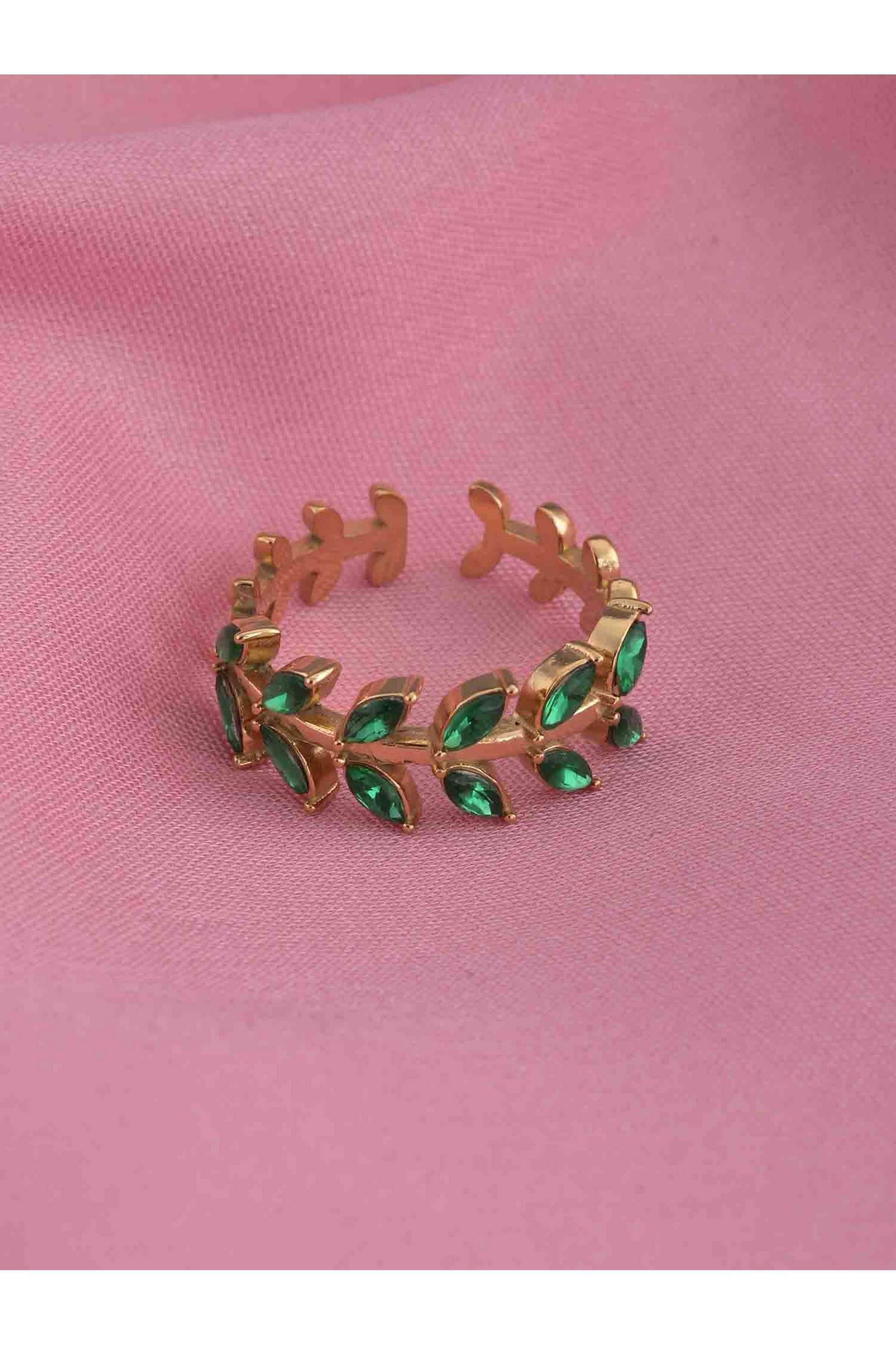 Green-Leaf-Gold-Ring-for-Womens-(Size---One-Size)---Waterproof-&-Anti-Tarnish