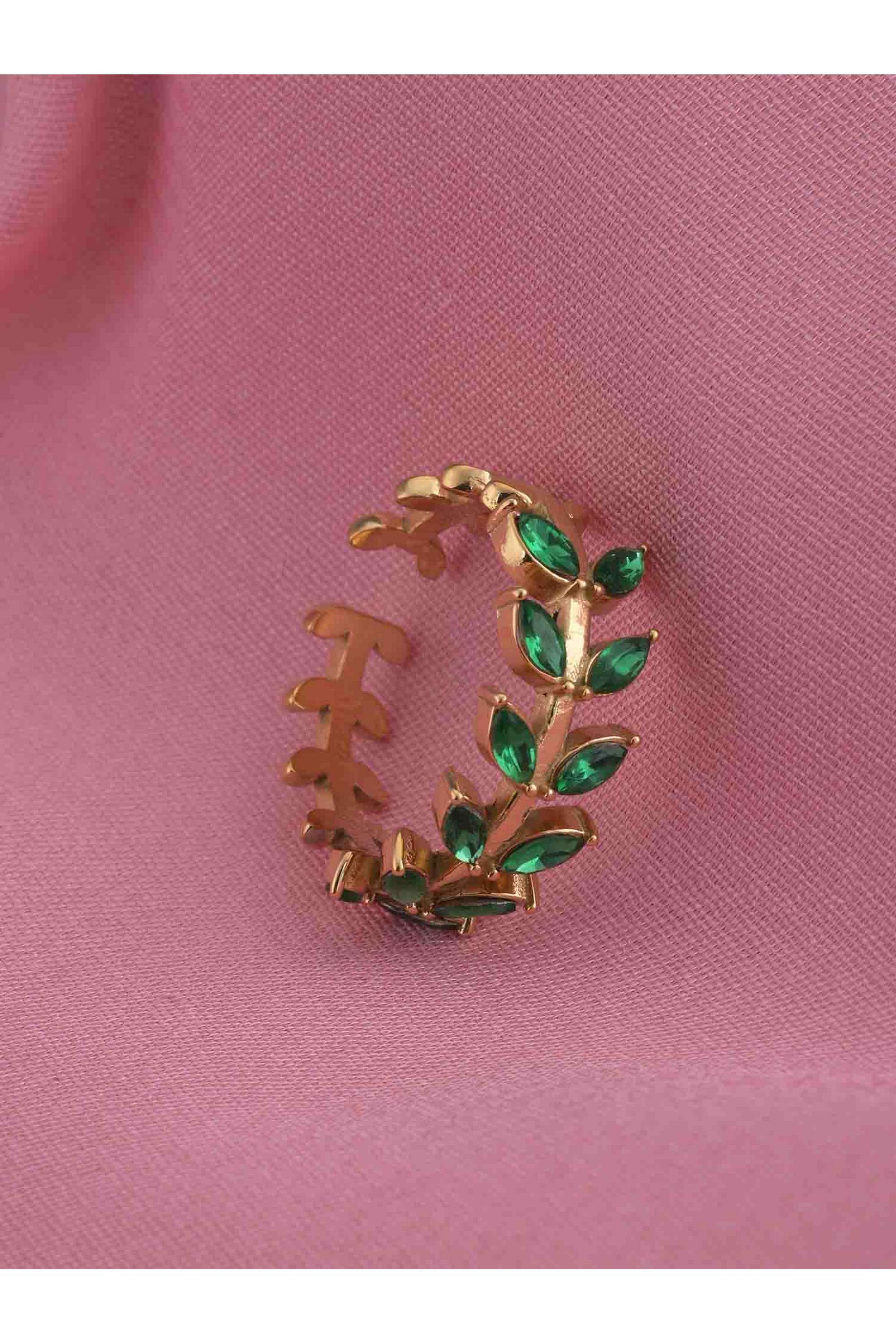 Green-Leaf-Gold-Ring-for-Womens-(Size---One-Size)---Waterproof-&-Anti-Tarnish