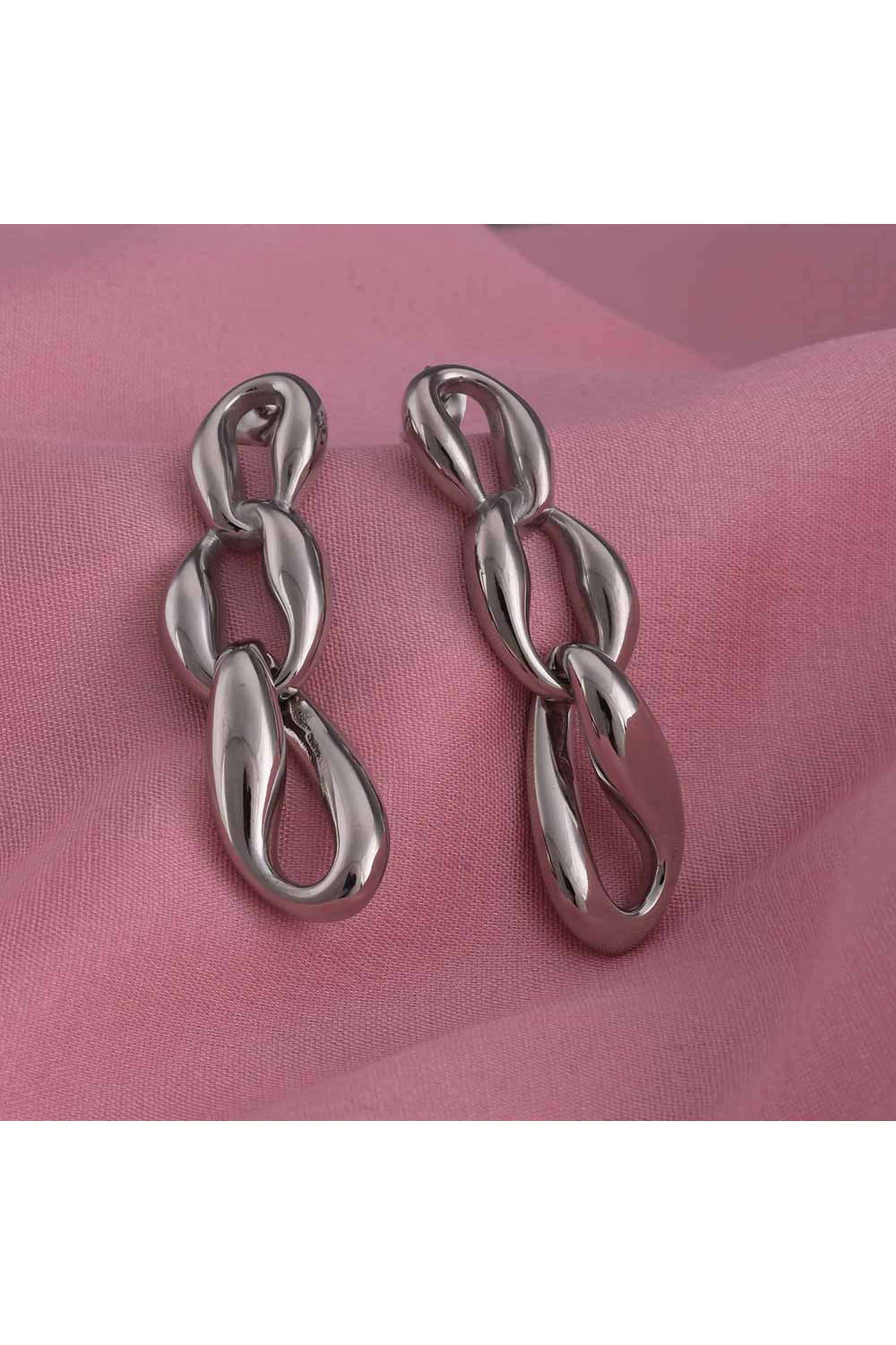 925-Silver-Silver-Plated-Linked-Silver-Chain-Drop-Earrings-for-Womens-Waterproof-&-Anti-Tarnish