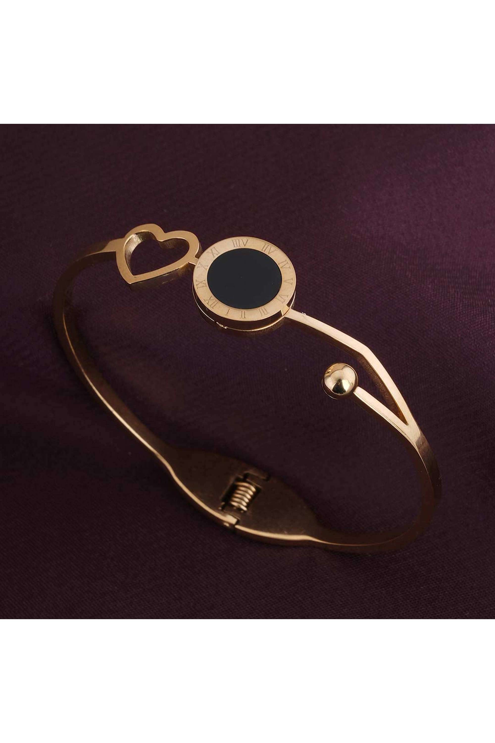 Heart-and-Black-Onyx-Bangle-Bracelet-for-Womens---Waterproof-&-Anti-Tarnish