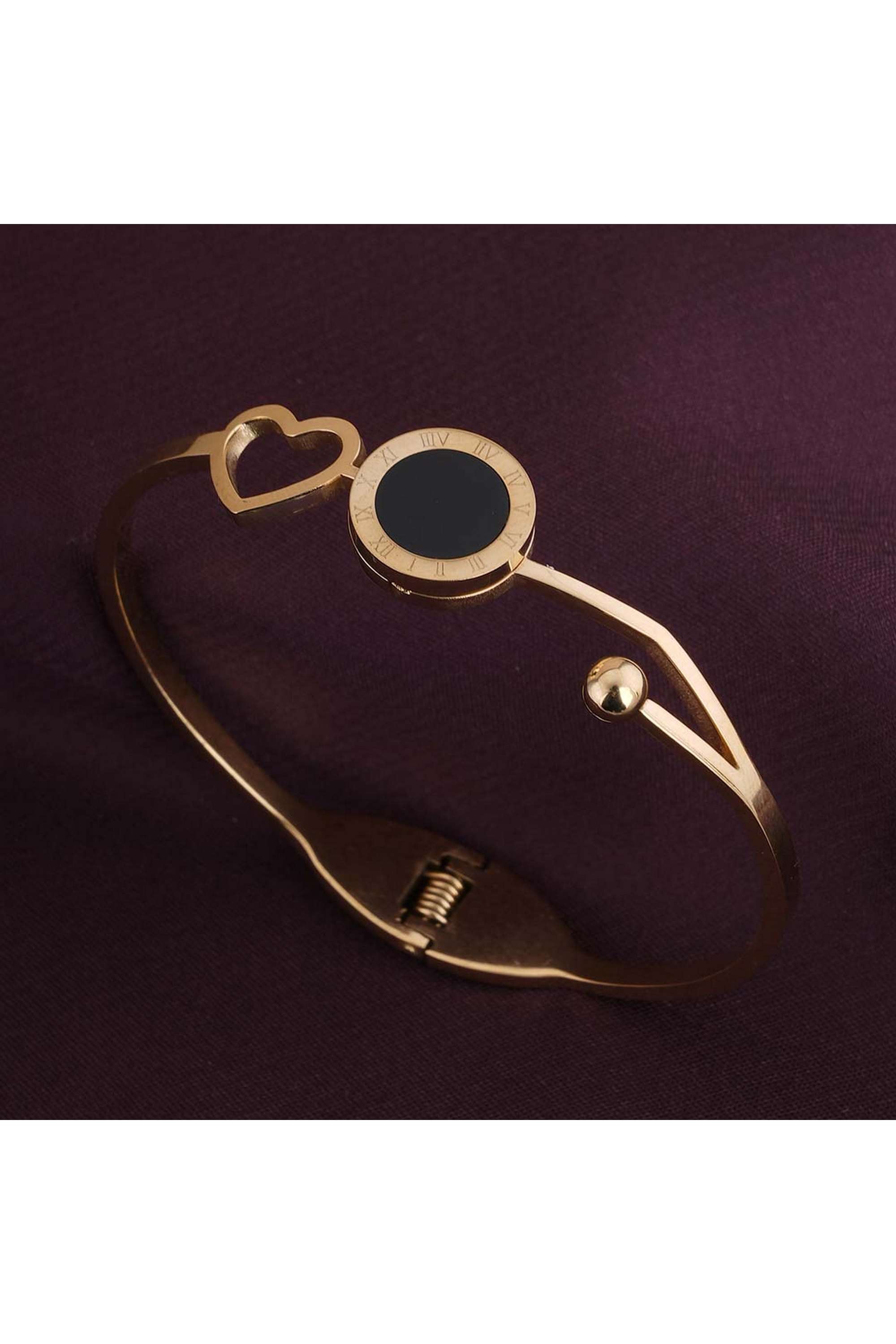 Heart-and-Black-Onyx-Bangle-Bracelet-for-Womens---Waterproof-&-Anti-Tarnish