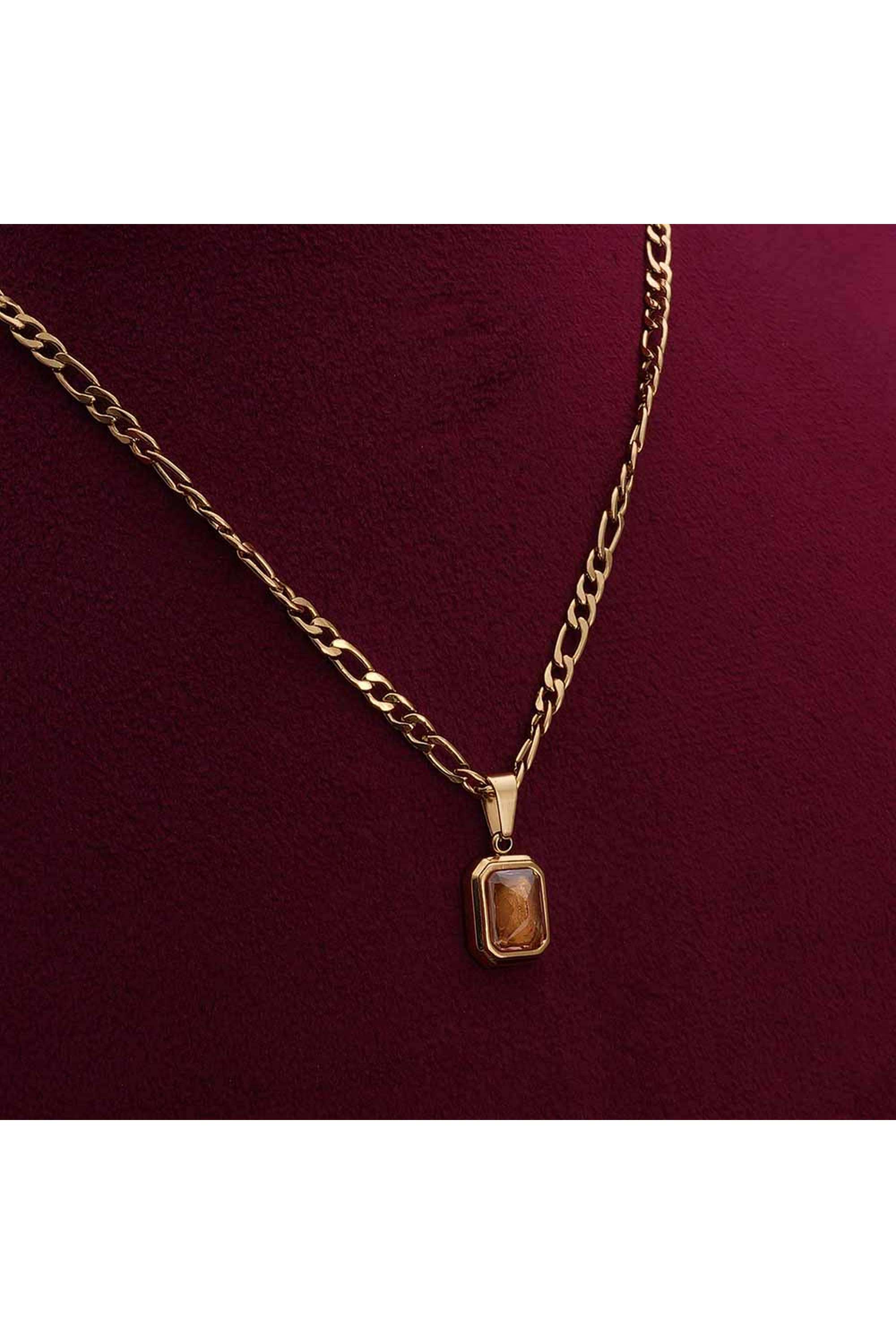 Everyday-Exquisite-Brown-Stone-Gold-Necklace-for-Womens---Waterproof-&-Anti-Tarnish