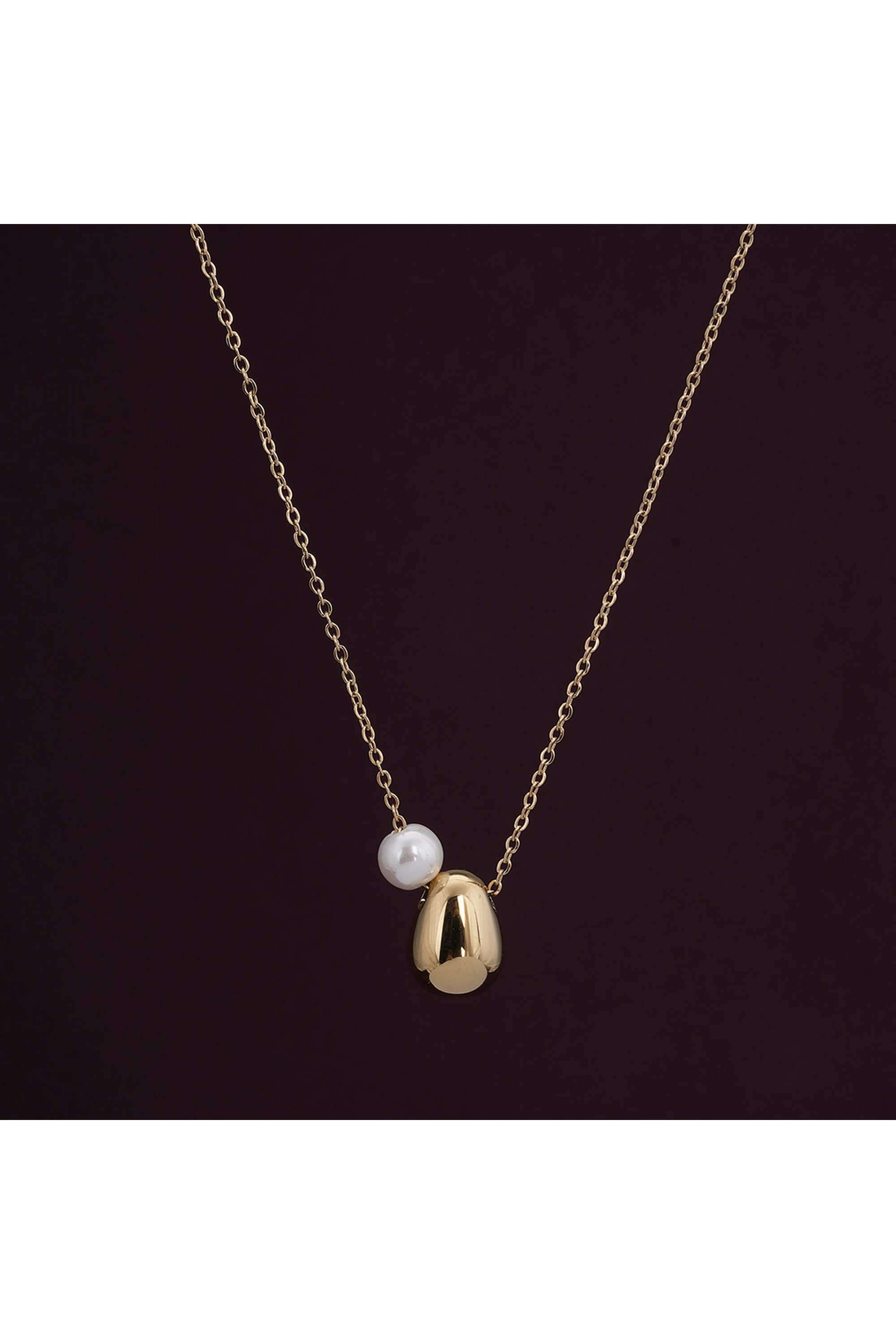 Gold-Bean-Necklace-with-Pearl-for-Womens---Waterproof-&-Anti-Tarnish