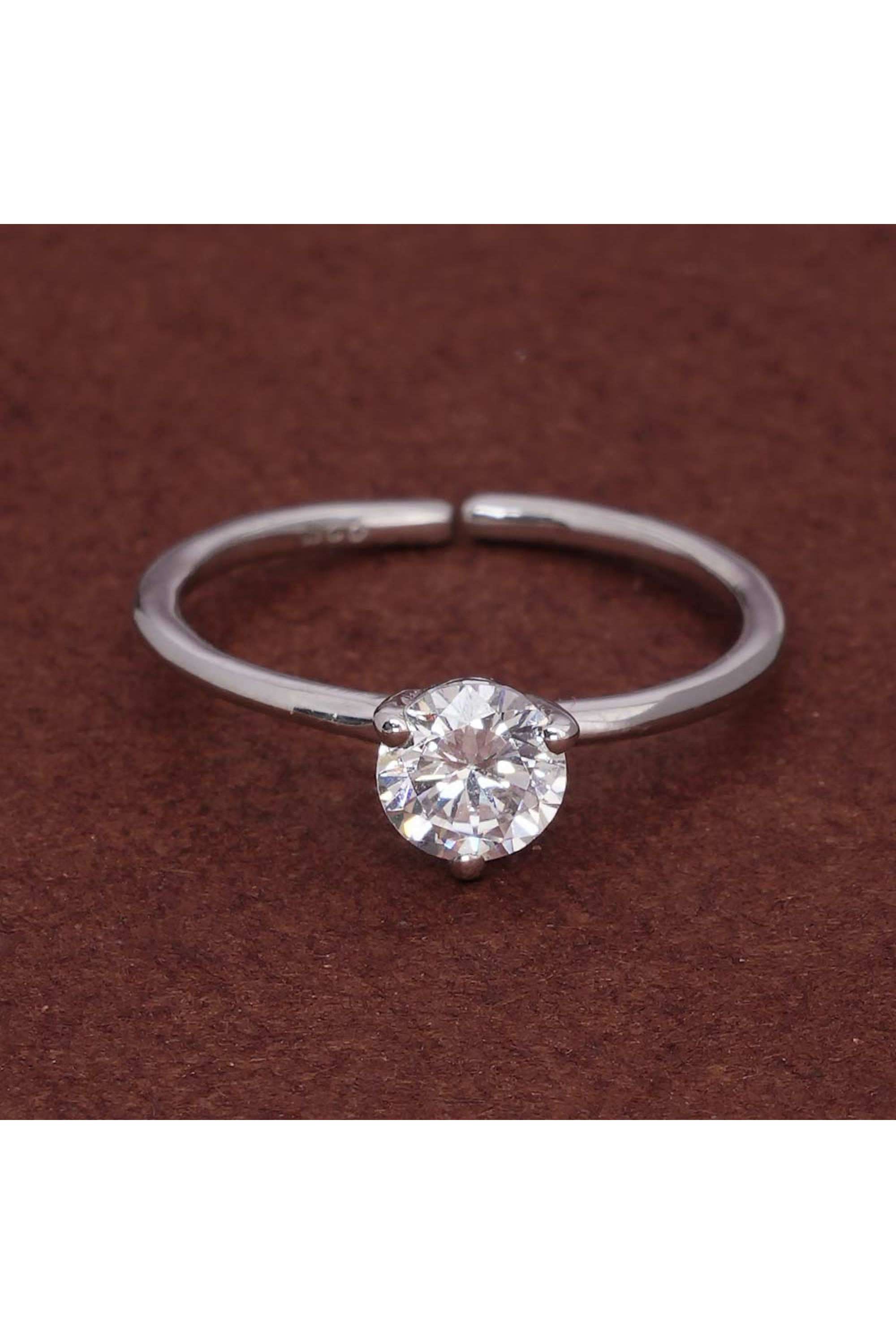 925-Sterling-Silver-Three-Prongs-Pear-925-Silver-Ring-for-Womens---Size-Adjustable
