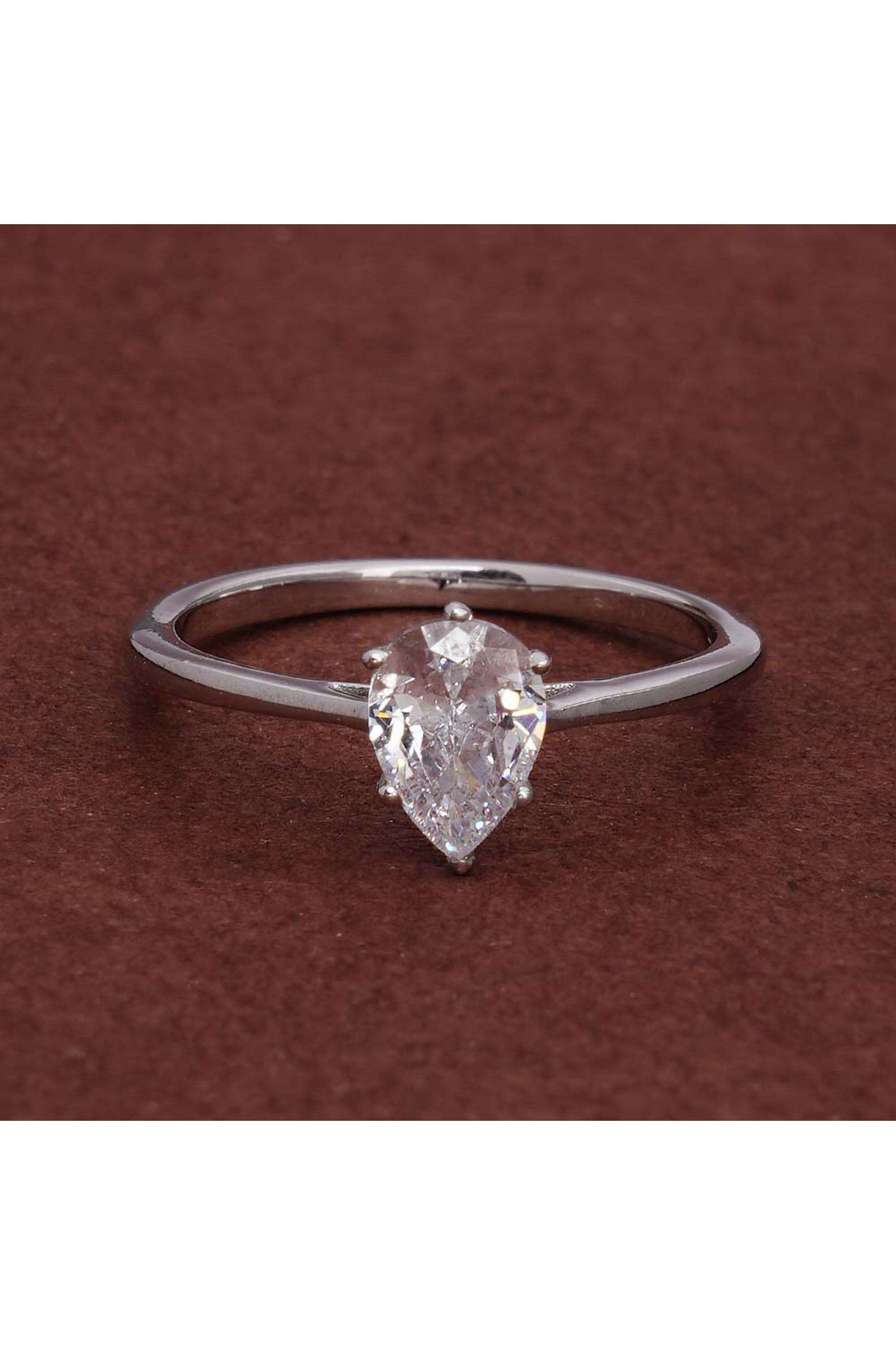 925-Sterling-Silver-Peardrop-925-Silver-Ring-for-Womens---Size-7