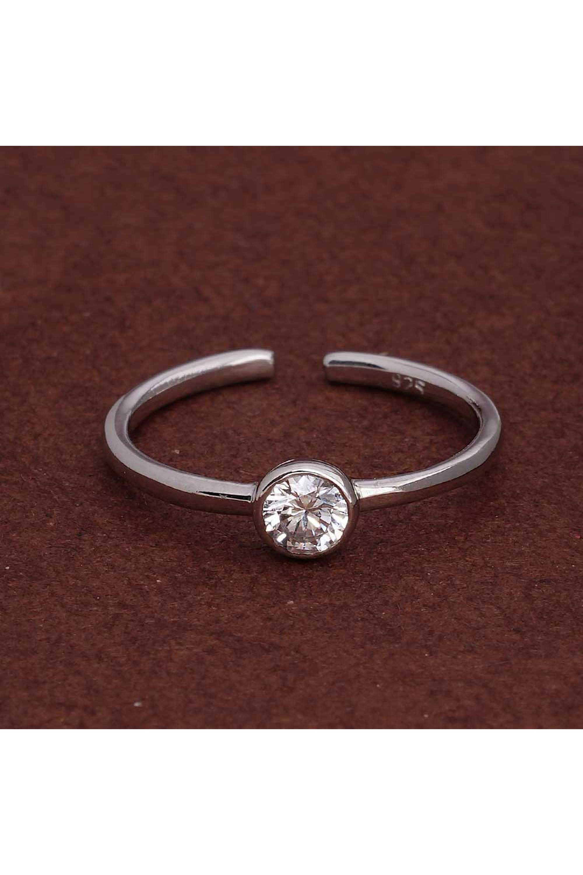 925-Sterling-Silver-Bazel-Round-925-Silver-Ring-for-Womens---Size-A