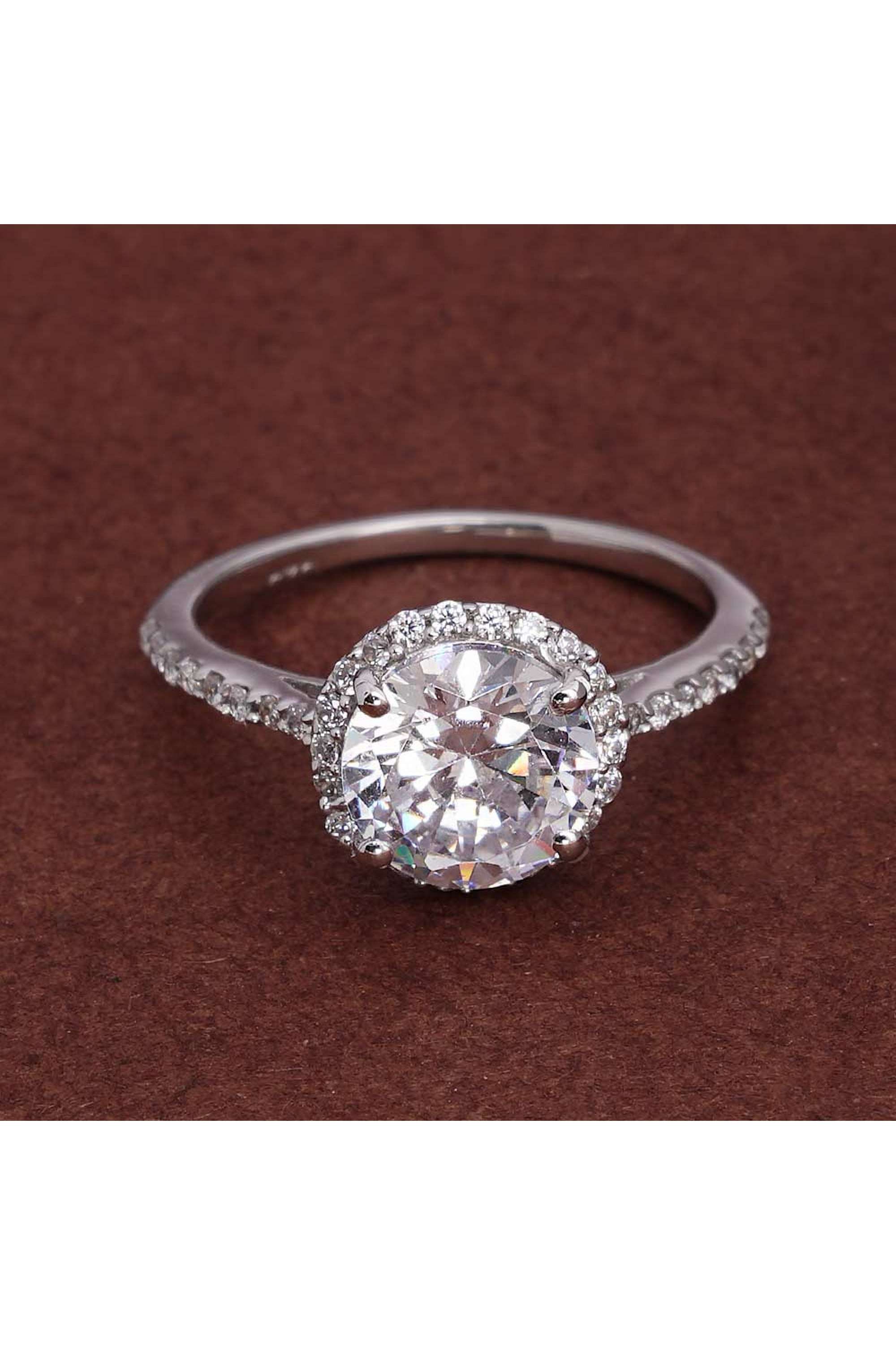 925-Sterling-Silver-Cherished-Halo-925-Silver-Ring-For-Womens---Size-6