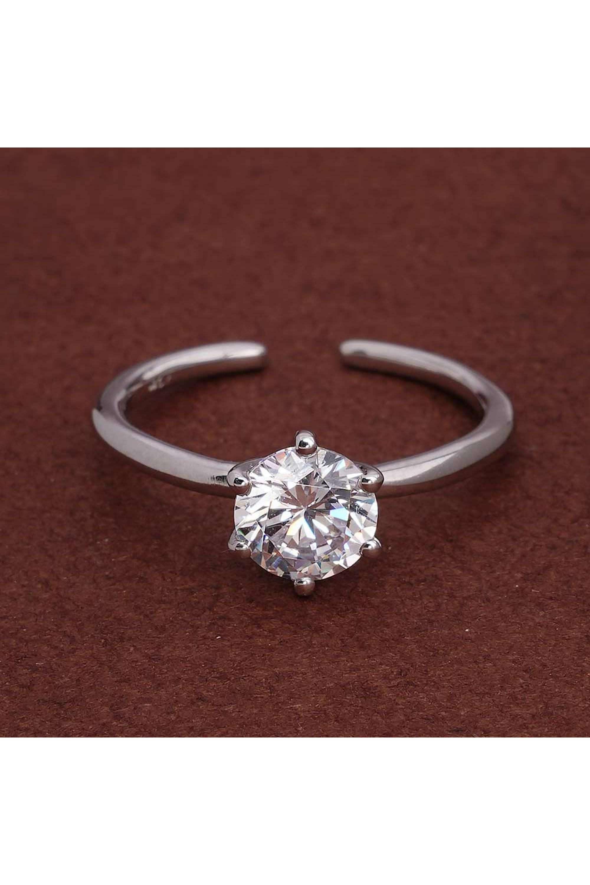 925-Sterling-Silver-Timeless-round-solitaire-925-silver-Ring-for-Womens---Size-A