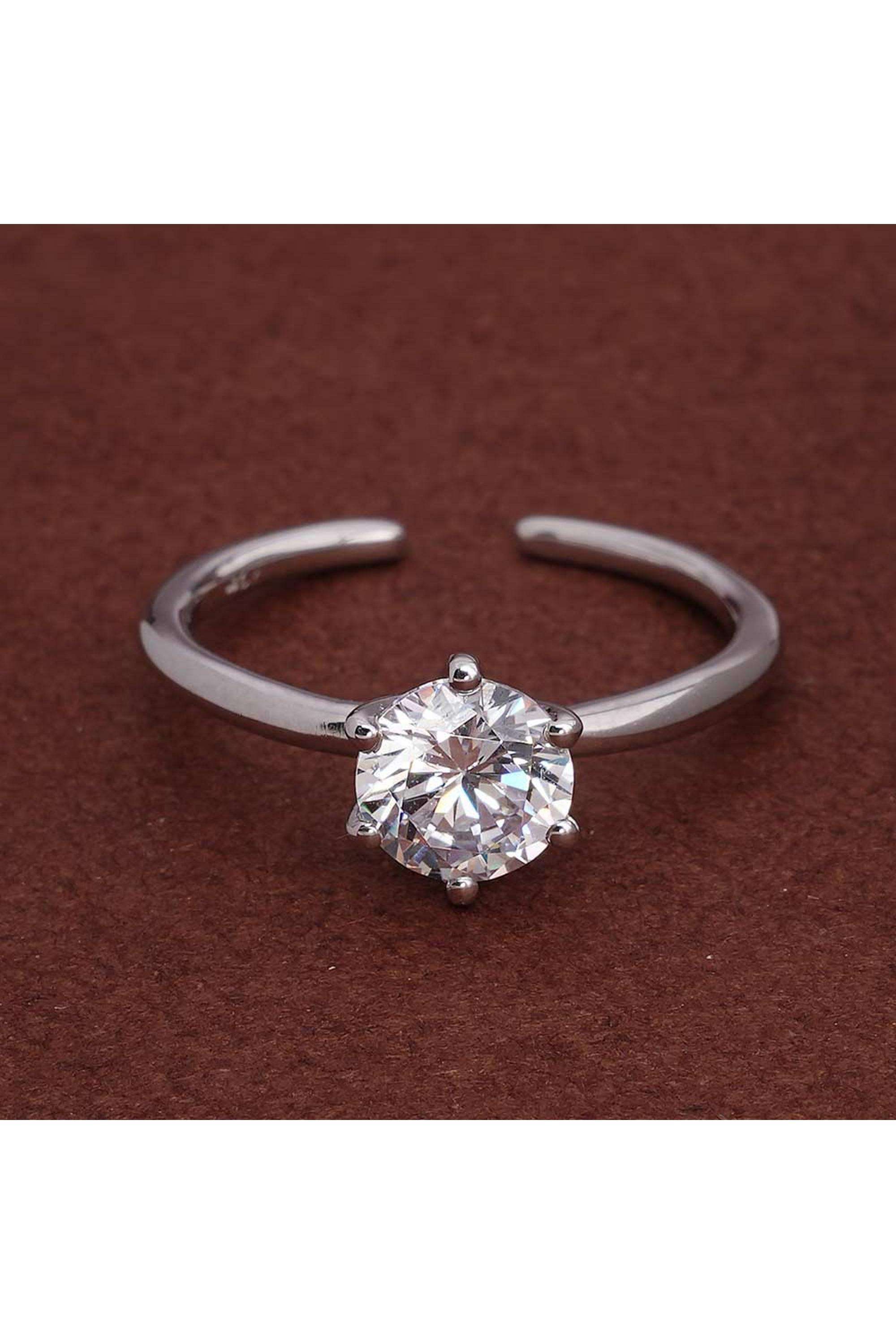 925-Sterling-Silver-Timeless-round-solitaire-925-silver-Ring-for-Womens---Size-A