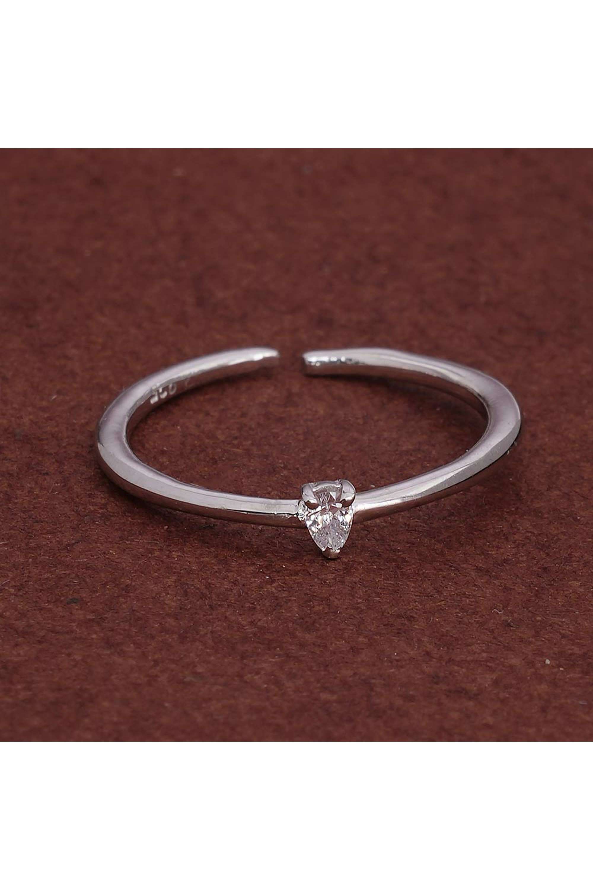 925-Sterling-Silver-Tiny-Pear-Stone-925-Silver-Ring-for-Womens---Size-A