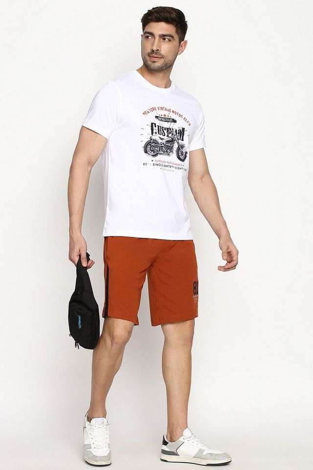 Solid-Cotton-Elasticated-Men-s-Shorts