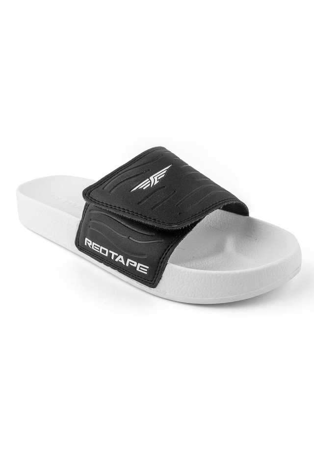 Buy Red Tape Black N White Synthetic Slip-on Men's Slides