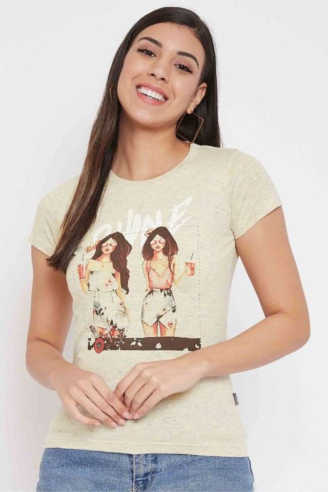 crimsoune club Printed Viscose V-Neck Women T-Shirt-picture-40
