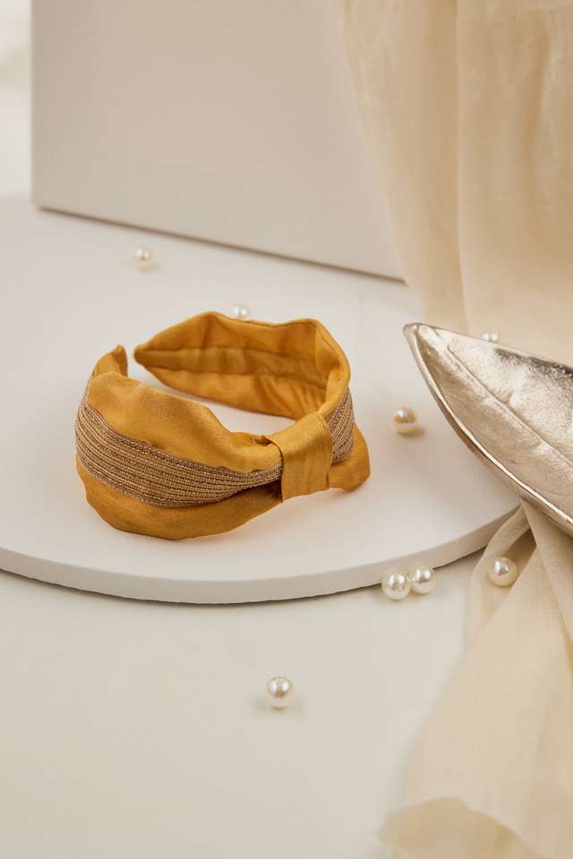 Embellished-Knotted-Headband---Yellow-with-Gold