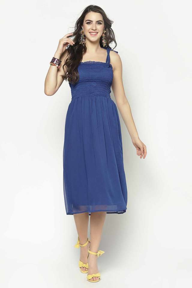 sera Solid Square Neck Polyester Women's Fit And Flare Dress-picture-25