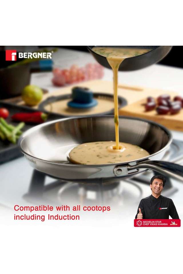 Argent-Triply-Stainless-Steel-Frypan-20-cm-Induction-Base-Silver