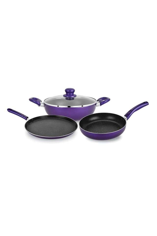 Albarino-Non-Stick-Cookware-Set-4Pc-(Kadhai-with-Glass-Lid-2.6-Liter-Dosa-Tawa-28cm-Frypan-24cm-1.8-Liter)